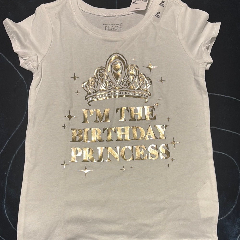 The Children's Place White Tee with Gold Crown Design
